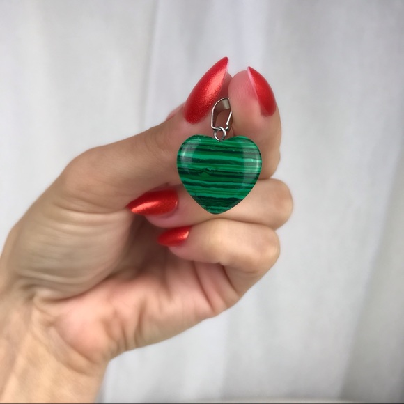 🚫SOLD🚫 NWOT Malachite Heart Shaped Pendant Green - Picture 14 of 16